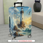 1-Piece Lighthouse Ocean Waves Seagulls Sunset Landscape  Suitcase Luggage Cover, Stretch Protective Sleeve