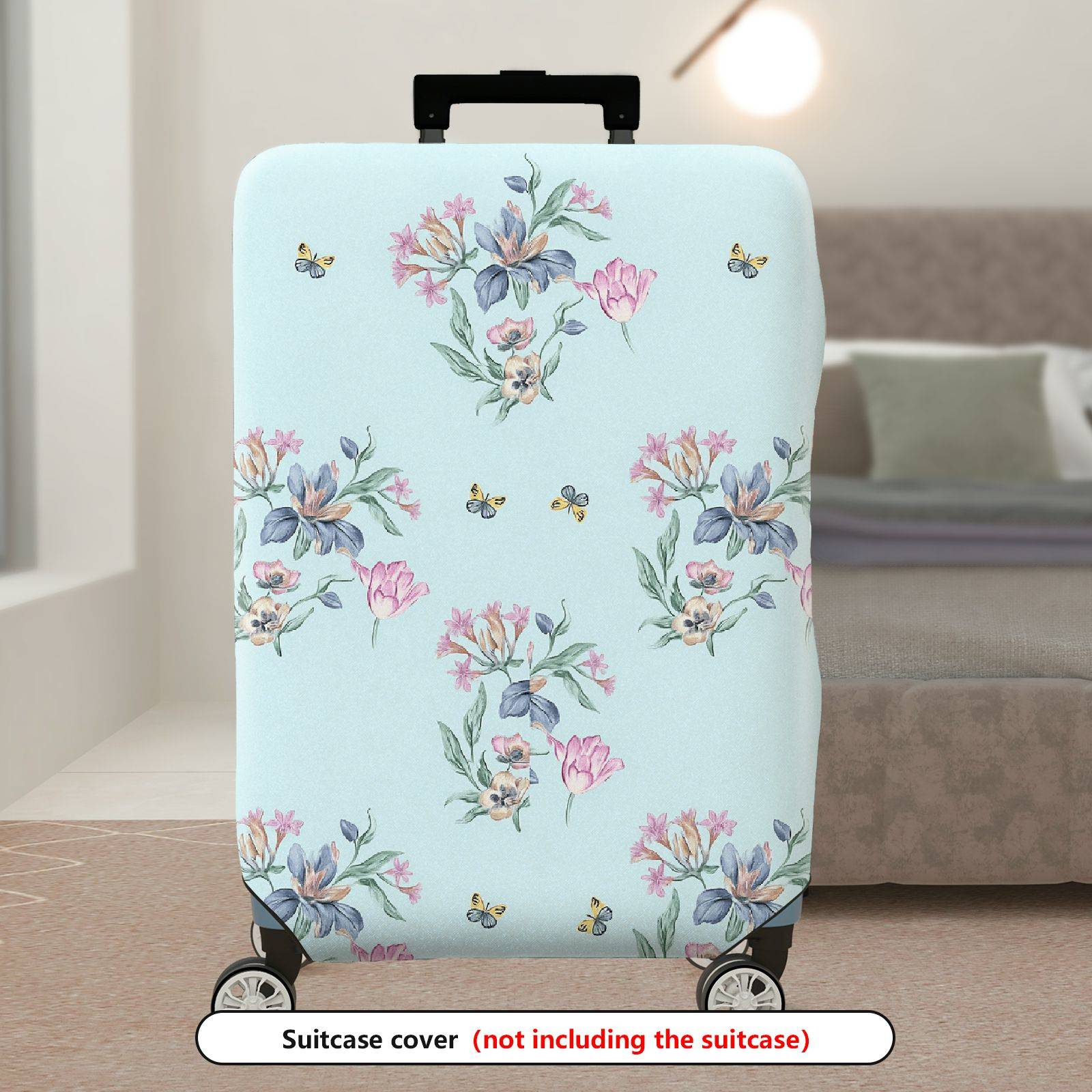 1-Piece Floral Butterfly Pastel Nature Travel Holiday  Suitcase Luggage Cover, Stretch Protective Sleeve