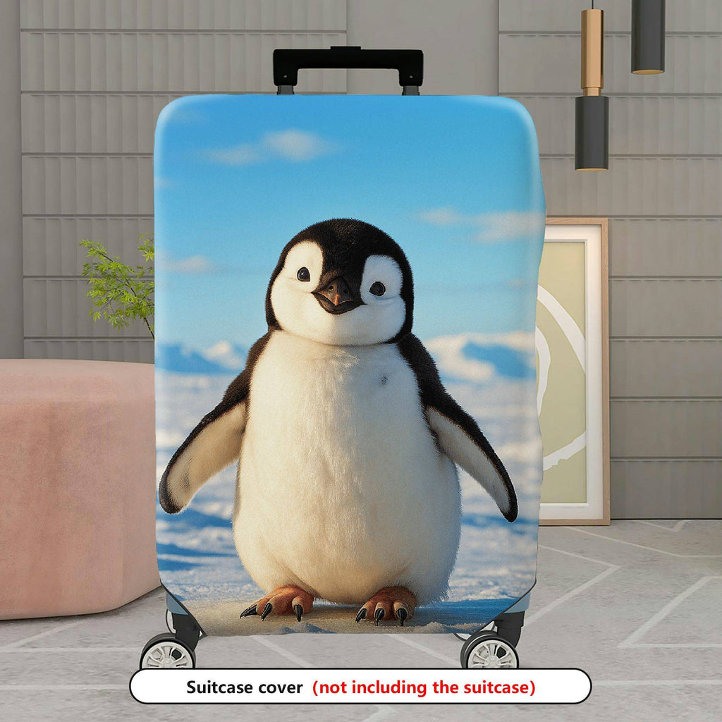 1-Piece Cute Adorable Penguin Snow Winter Travel  Suitcase Luggage Cover, Stretch Protective Sleeve