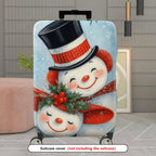 1-Piece Christmas Snowman Snowflake Winter Holiday Decorative  Suitcase Luggage Cover, Stretch Protective Sleeve