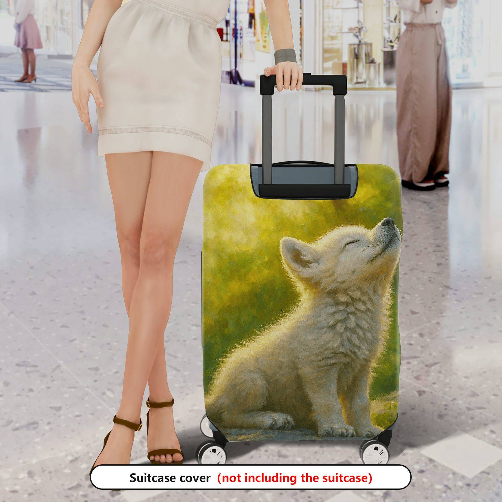 1-Piece Cute Animal Scenic Nature Yellow Happy  Suitcase Luggage Cover, Stretch Protective Sleeve