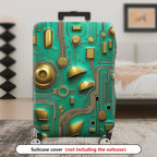 1-Piece Abstract Geometric Gold Circuitry Futuristic Art  Suitcase Luggage Cover, Stretch Protective Sleeve