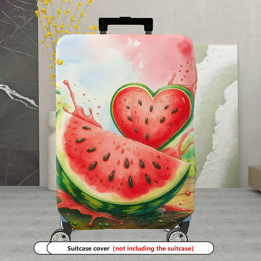 1-Piece Colorful Watermelon Splash Heart Summer Holiday Fruit  Suitcase Luggage Cover, Stretch Protective Sleeve