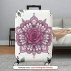 1-Piece Floral Mandala Rose Leaf Artistic Bohemian Spiritual  Suitcase Luggage Cover, Stretch Protective Sleeve