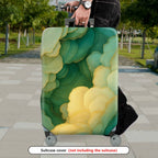 1-Piece Abstract Green Yellow Soft Wave Artistic  Suitcase Luggage Cover, Stretch Protective Sleeve