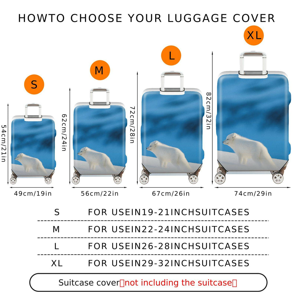 1-Piece Arctic Fox Winter Snowy Blue Landscape Travel  Suitcase Luggage Cover, Stretch Protective Sleeve