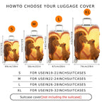 1-Piece Lion Heart Nature Artful Illustration Floral  Suitcase Luggage Cover, Stretch Protective Sleeve