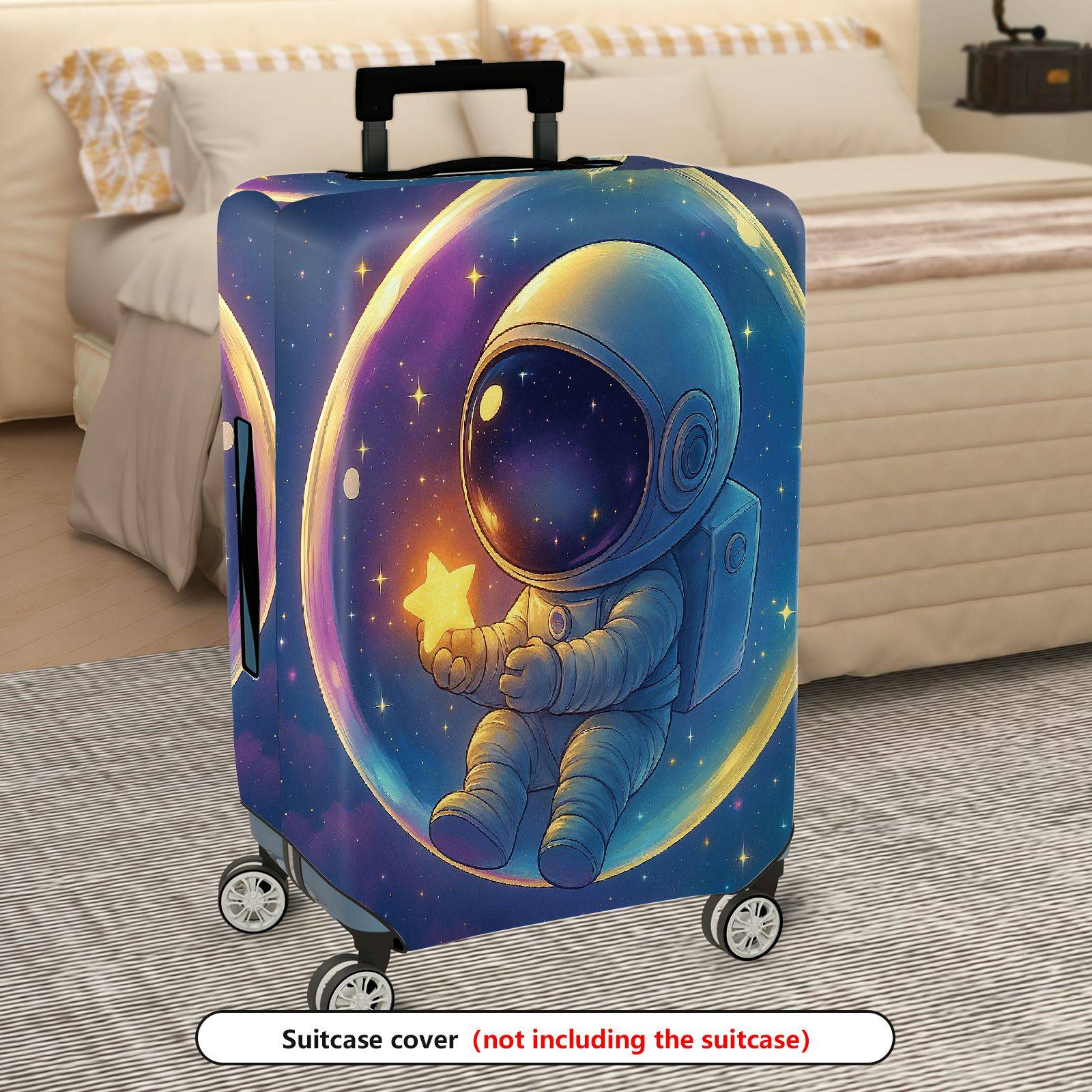 1-Piece Astronaut Galaxy Star Planet Universe Space  Suitcase Luggage Cover, Stretch Protective Sleeve