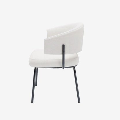 Lot de 2 chaises avec accoudoirs tendance en tissu chenille blanc Silva