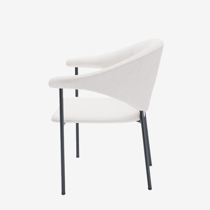 Lot de 2 chaises avec accoudoir design en velours blanc crème Jeanne