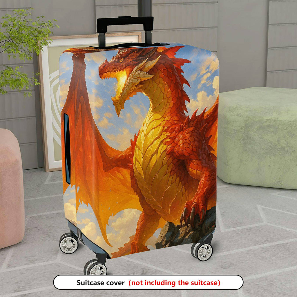 1-Piece Fiery Dragon Fantasy Adventure Mythical Creature Artistic  Suitcase Luggage Cover, Stretch Protective Sleeve