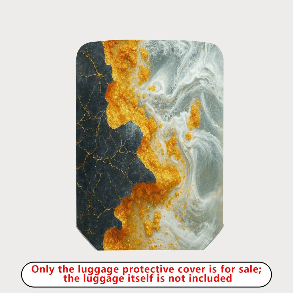 1-Piece Abstract Marble Gold Black White Swirl Artistic  Suitcase Luggage Cover, Stretch Protective Sleeve