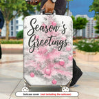 1-Piece Holiday Christmas Pink Tree Festive Greetings Seasonal  Suitcase Luggage Cover, Stretch Protective Sleeve