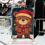 1-Piece Bear Christmas Winter Holiday Festive Cute  Suitcase Luggage Cover, Stretch Protective Sleeve