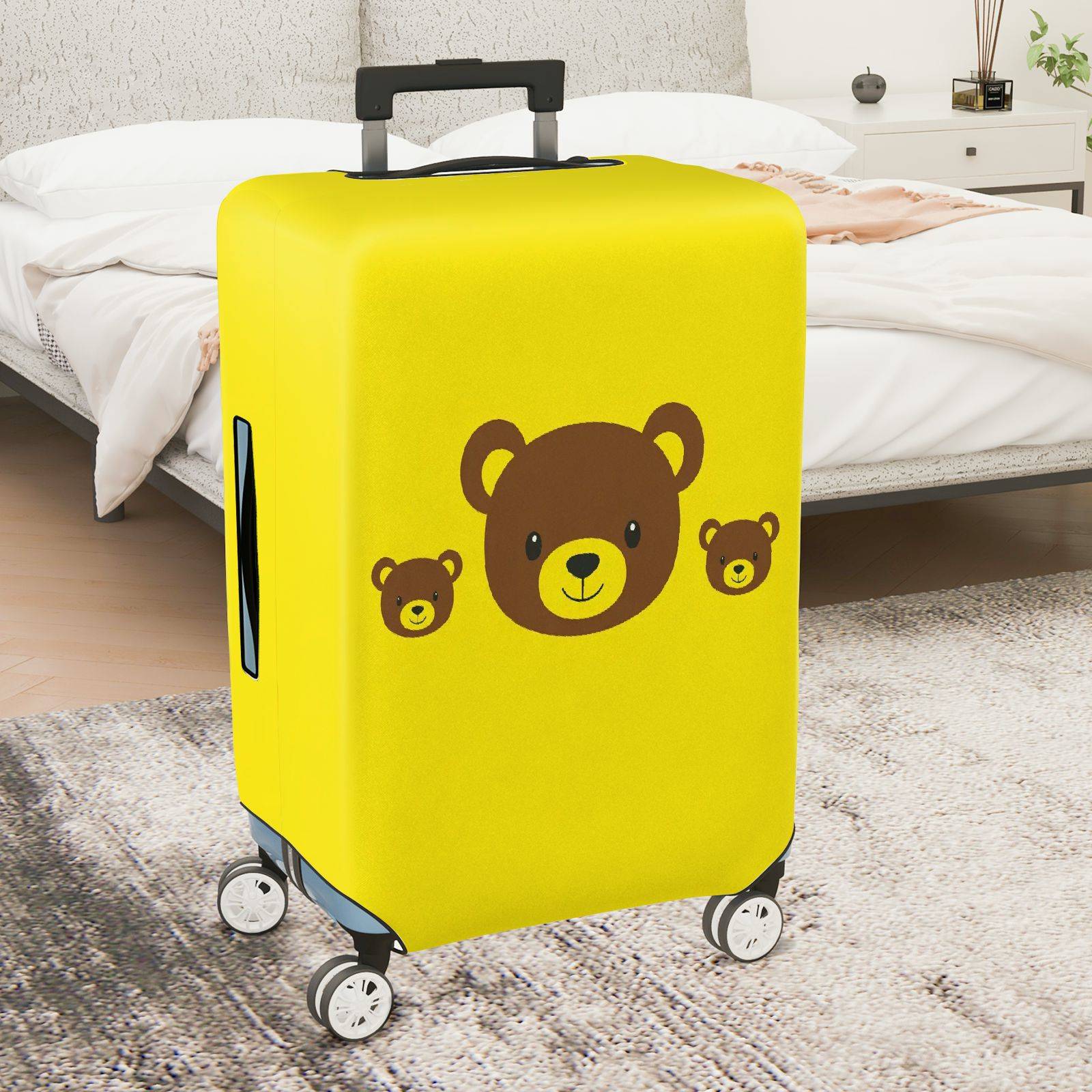 1-Piece Cute  Bear Yellow Animal Pattern  Suitcase Luggage Cover, Stretch Protective Sleeve
