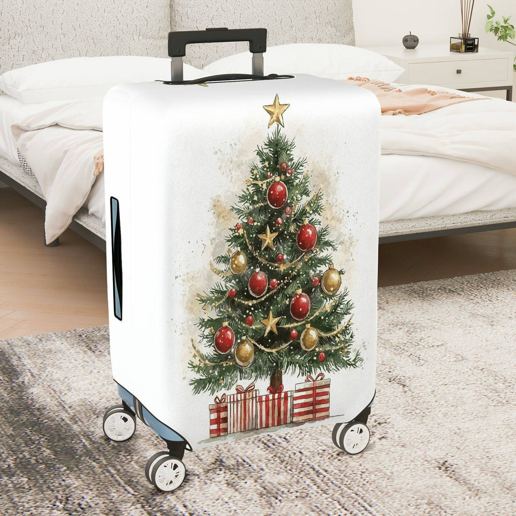 1-Piece Christmas Tree Holiday Festive Cheerful Merry  Suitcase Luggage Cover, Stretch Protective Sleeve