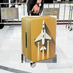 1-Piece Airplane Jet Yellow Modern Stylish Aviation  Suitcase Luggage Cover, Stretch Protective Sleeve