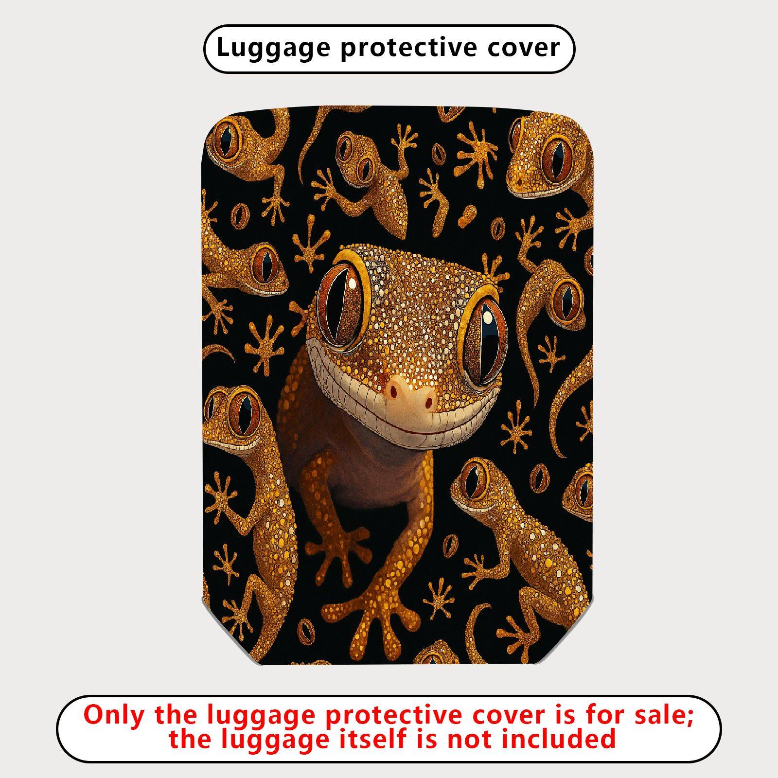 1-Piece Gecko Reptile Animal  Cute Fun  Suitcase Luggage Cover, Stretch Protective Sleeve