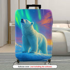 1-Piece Polar Bear Aurora Landscape Nature Wildlife  Suitcase Luggage Cover, Stretch Protective Sleeve