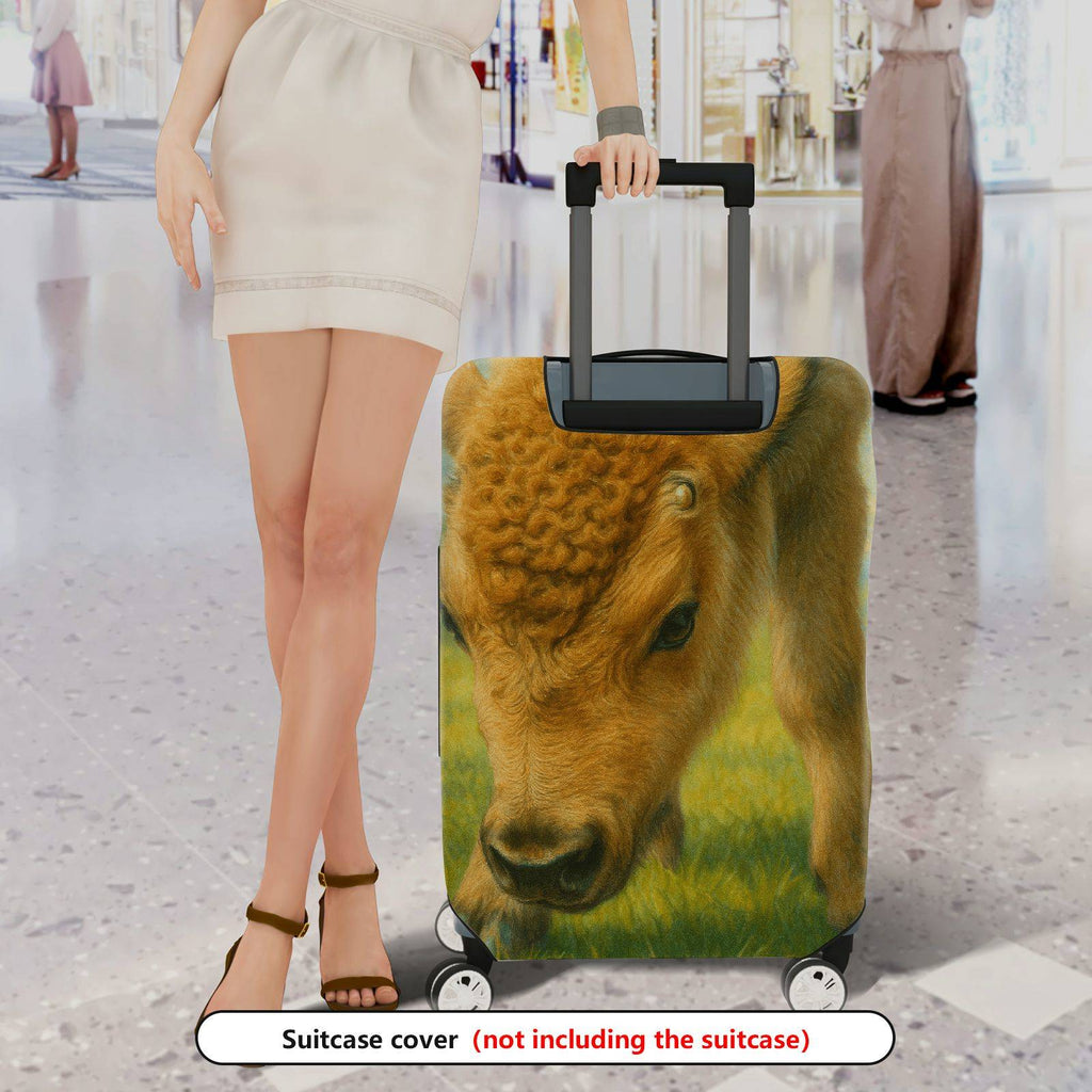 1-Piece Cute Animal Pastoral Nature Buffalo Travel  Suitcase Luggage Cover, Stretch Protective Sleeve