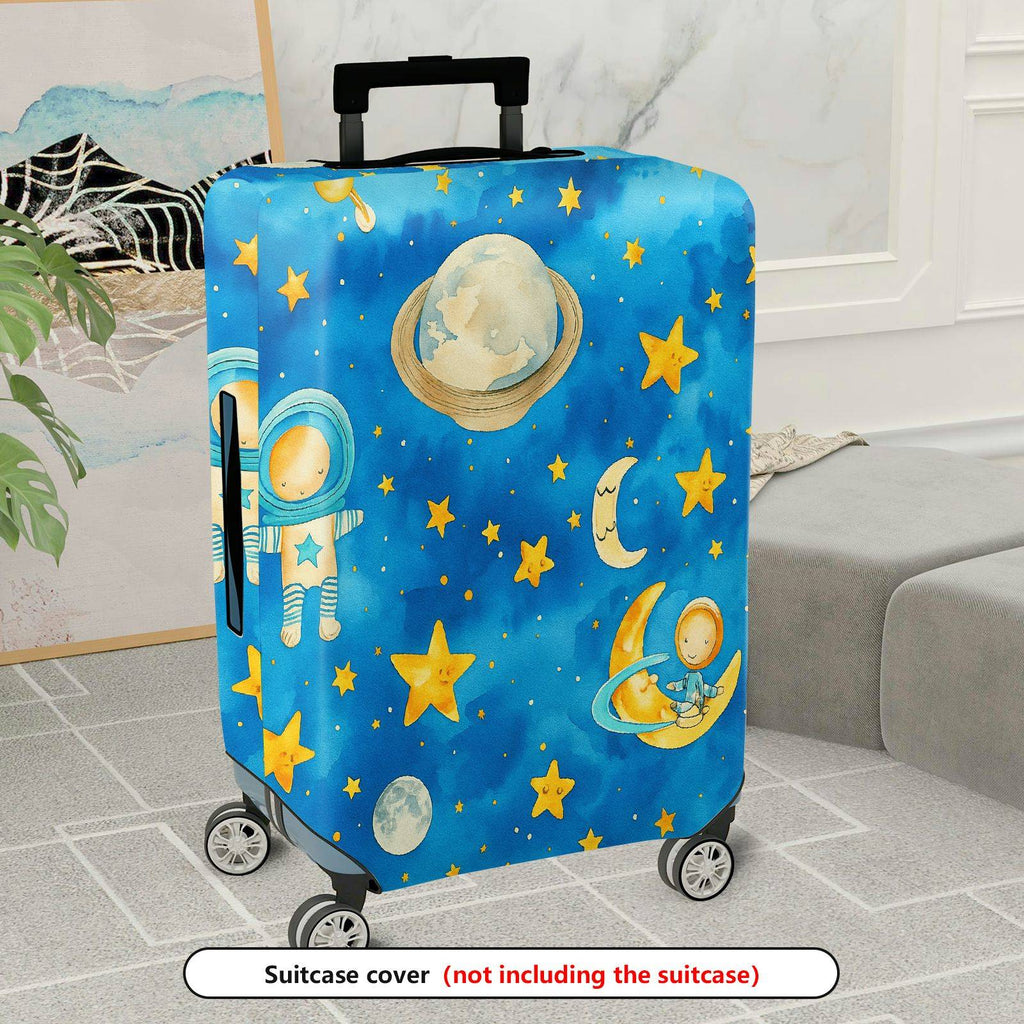 1-Piece Space Astronaut Moon Stars Galaxy Cosmic  Suitcase Luggage Cover, Stretch Protective Sleeve