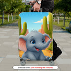 1-Piece Elephant  Desert Cactus Landscape Colorful  Suitcase Luggage Cover, Stretch Protective Sleeve
