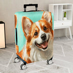 1-Piece Dog Corgi Cute Animal Art Pet  Suitcase Luggage Cover, Stretch Protective Sleeve