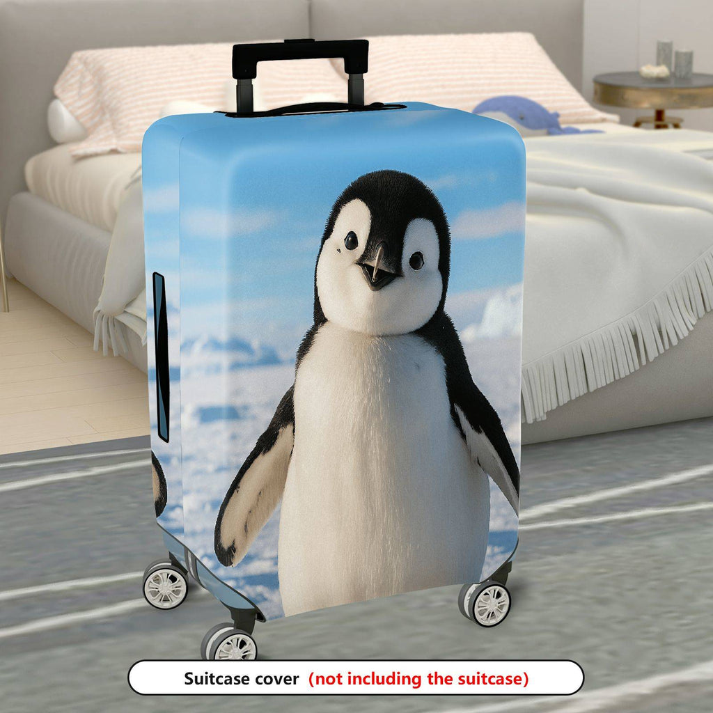 1-Piece Cute Penguin Arctic Winter Blue Sky Snow  Suitcase Luggage Cover, Stretch Protective Sleeve