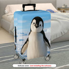 1-Piece Cute Penguin Arctic Winter Blue Sky Snow  Suitcase Luggage Cover, Stretch Protective Sleeve