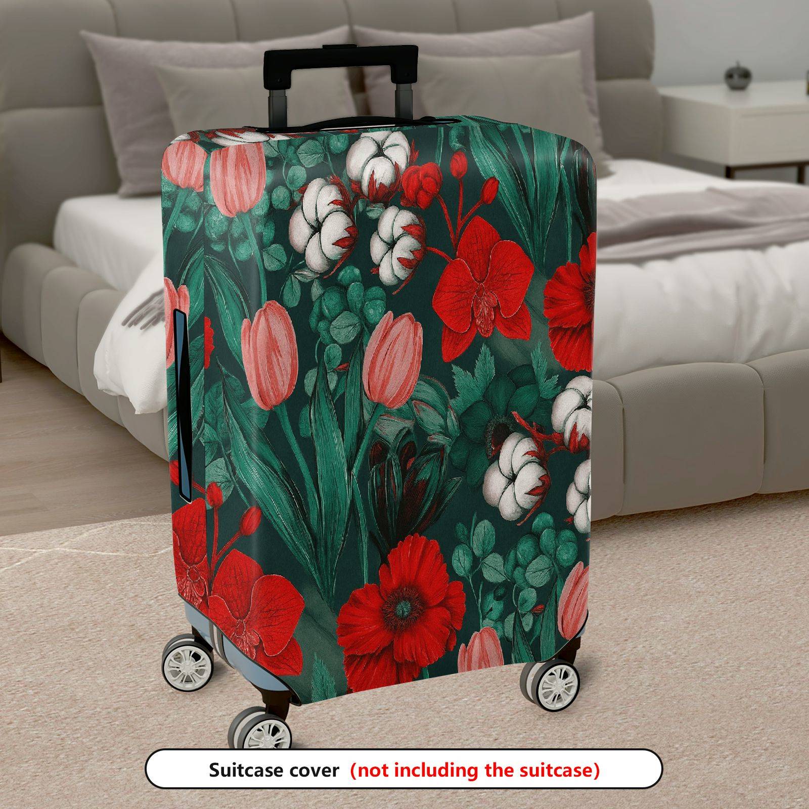 1-Piece Floral Plant Leaves Nature  Suitcase Luggage Cover, Stretch Protective Sleeve