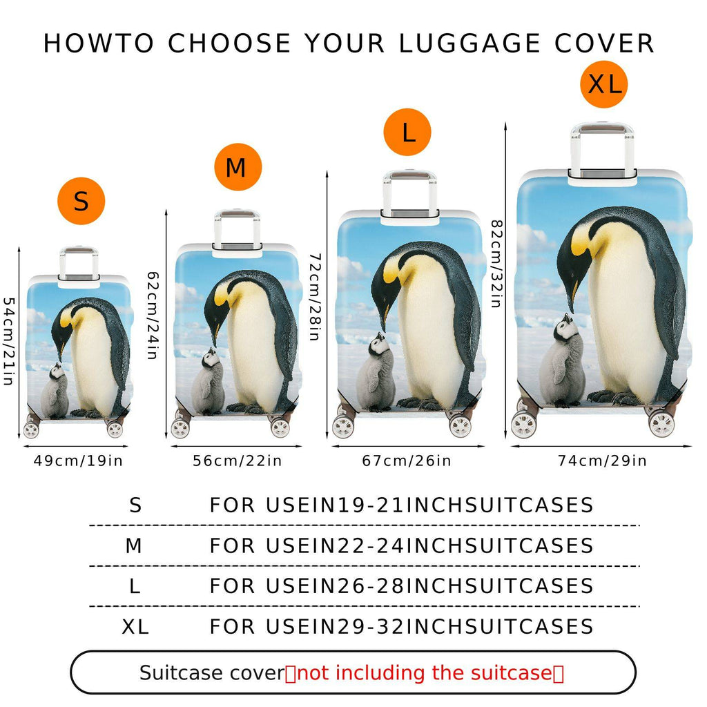1-Piece Cute Penguin Family Ice Snow Nature Animal  Suitcase Luggage Cover, Stretch Protective Sleeve