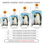 1-Piece Cute Penguin Family Ice Snow Nature Animal  Suitcase Luggage Cover, Stretch Protective Sleeve