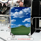 1-Piece Sky Blue Green Landscape Clouds Nature Hills  Suitcase Luggage Cover, Stretch Protective Sleeve