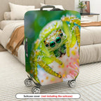 1-Piece Green Spider Floral Nature Animal Travel  Suitcase Luggage Cover, Stretch Protective Sleeve
