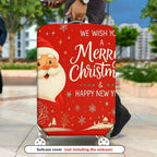 1-Piece Red Christmas Santa Snowflake New Year Holiday  Suitcase Luggage Cover, Stretch Protective Sleeve