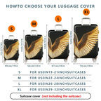 1-Piece Angel Wing Golden Black Artistic Stylish Unique Chic  Suitcase Luggage Cover, Stretch Protective Sleeve