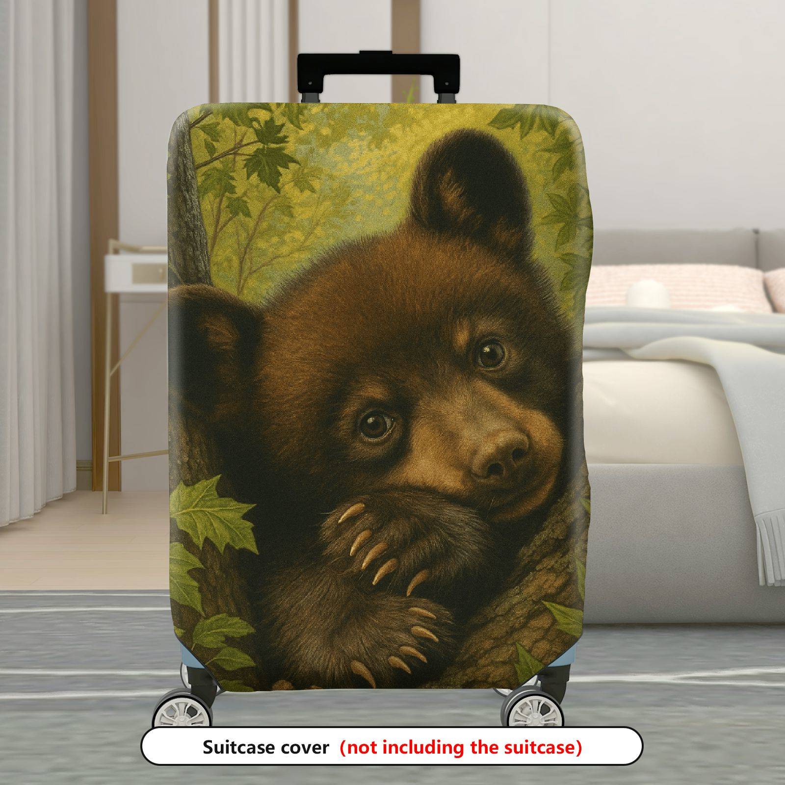 1-Piece Cute Bear Nature Forest Animal Tree  Suitcase Luggage Cover, Stretch Protective Sleeve