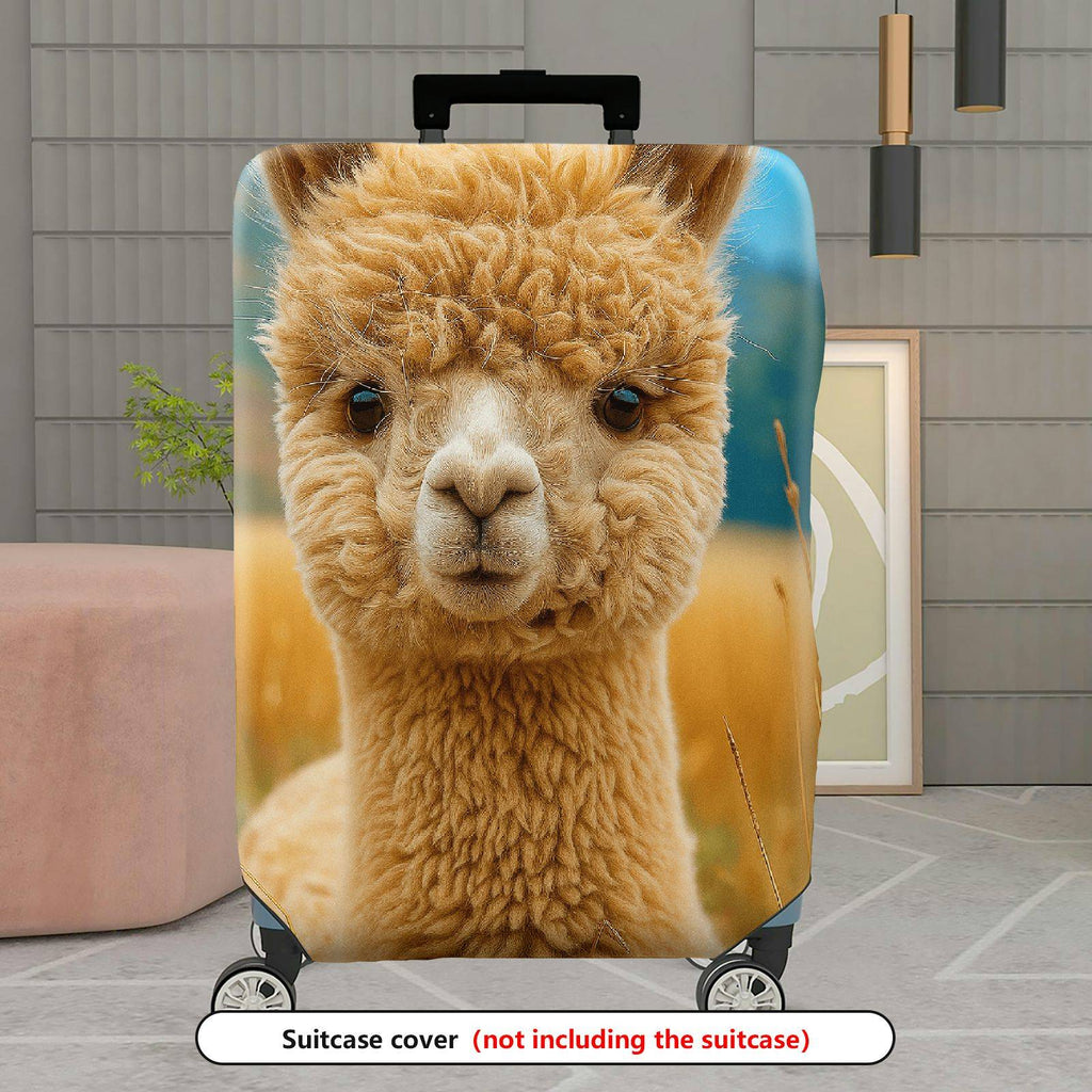 1-Piece Cute Alpaca Animal Nature Scenery Artistic  Suitcase Luggage Cover, Stretch Protective Sleeve