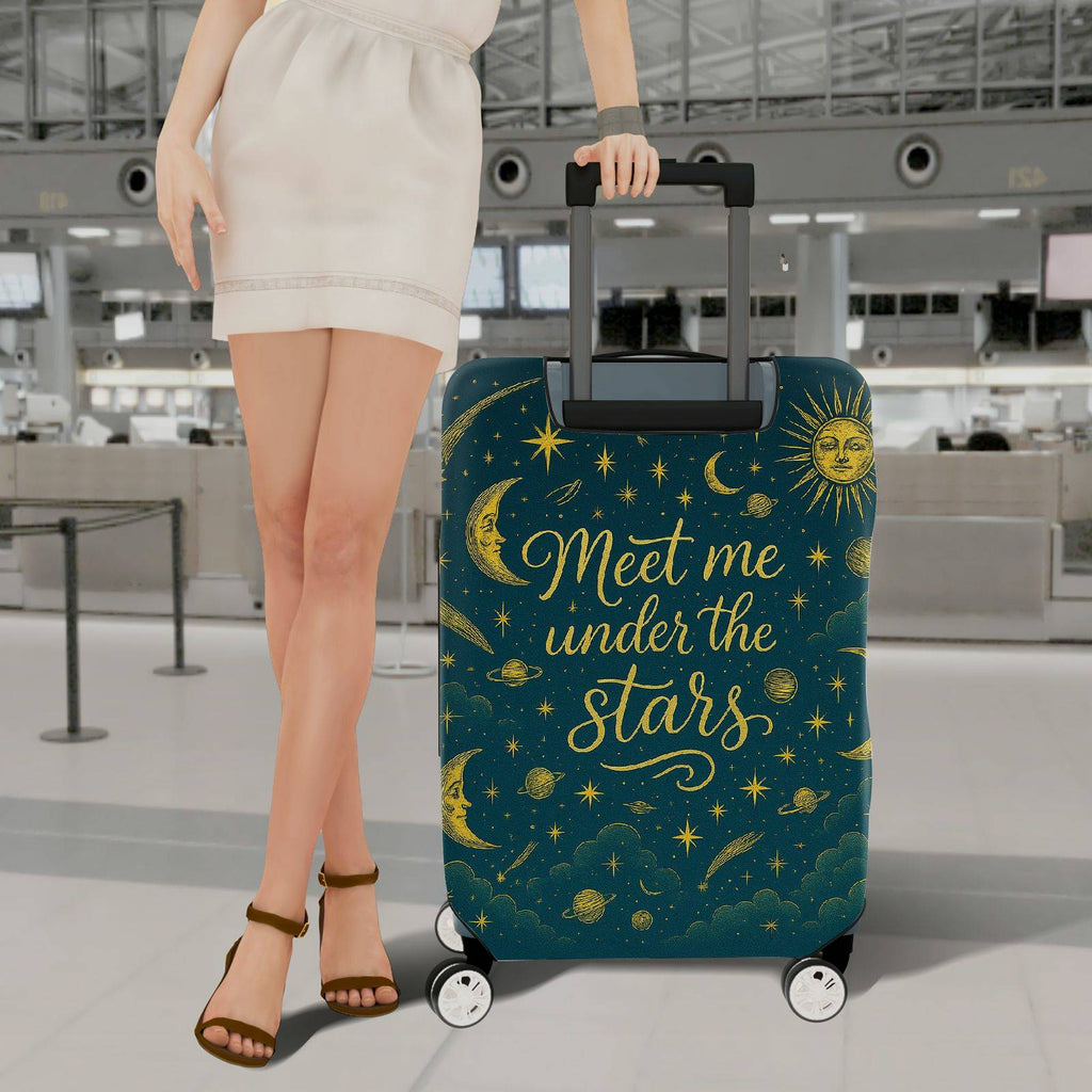 1-Piece Starry Sky Moon Galaxy Celestial Planet Cosmic  Suitcase Luggage Cover, Stretch Protective Sleeve