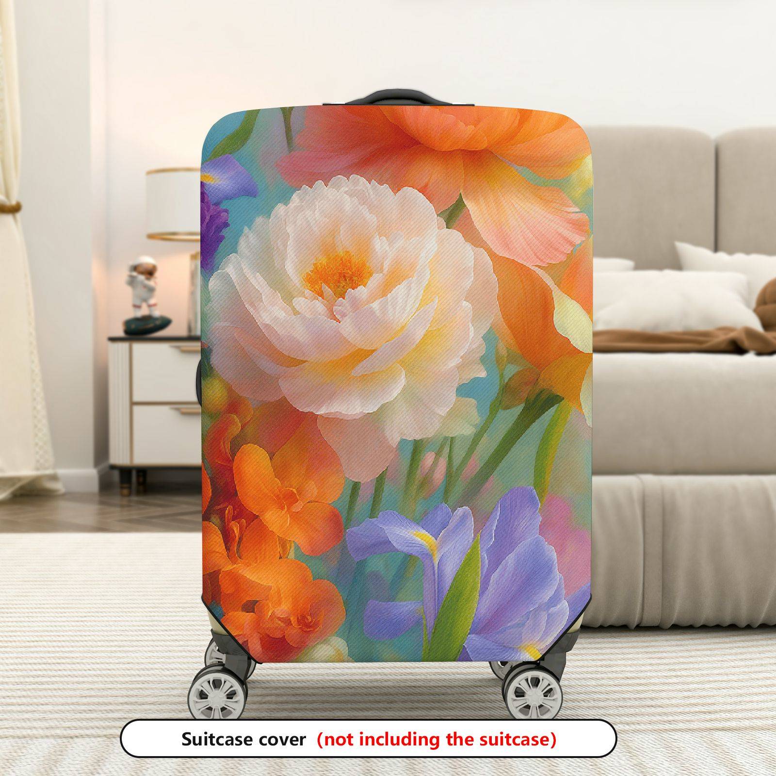 1-Piece Floral Colorful Artistic Bloom Garden Flower  Suitcase Luggage Cover, Stretch Protective Sleeve