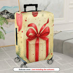 1-Piece Red Ribbon Gift Festive Decorative Holiday  Suitcase Luggage Cover, Stretch Protective Sleeve