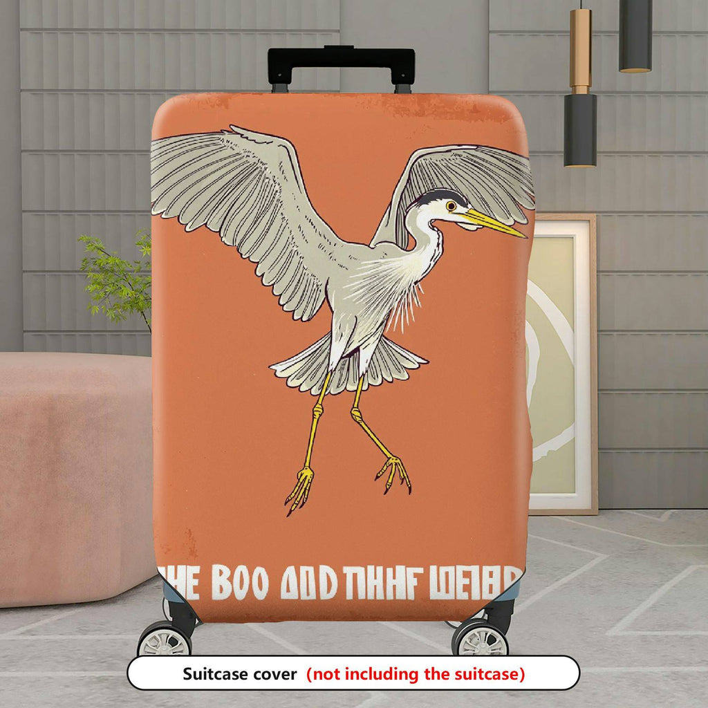 1-Piece Elegant Crane Animal Pattern Orange Minimalist Artistic  Suitcase Luggage Cover, Stretch Protective Sleeve