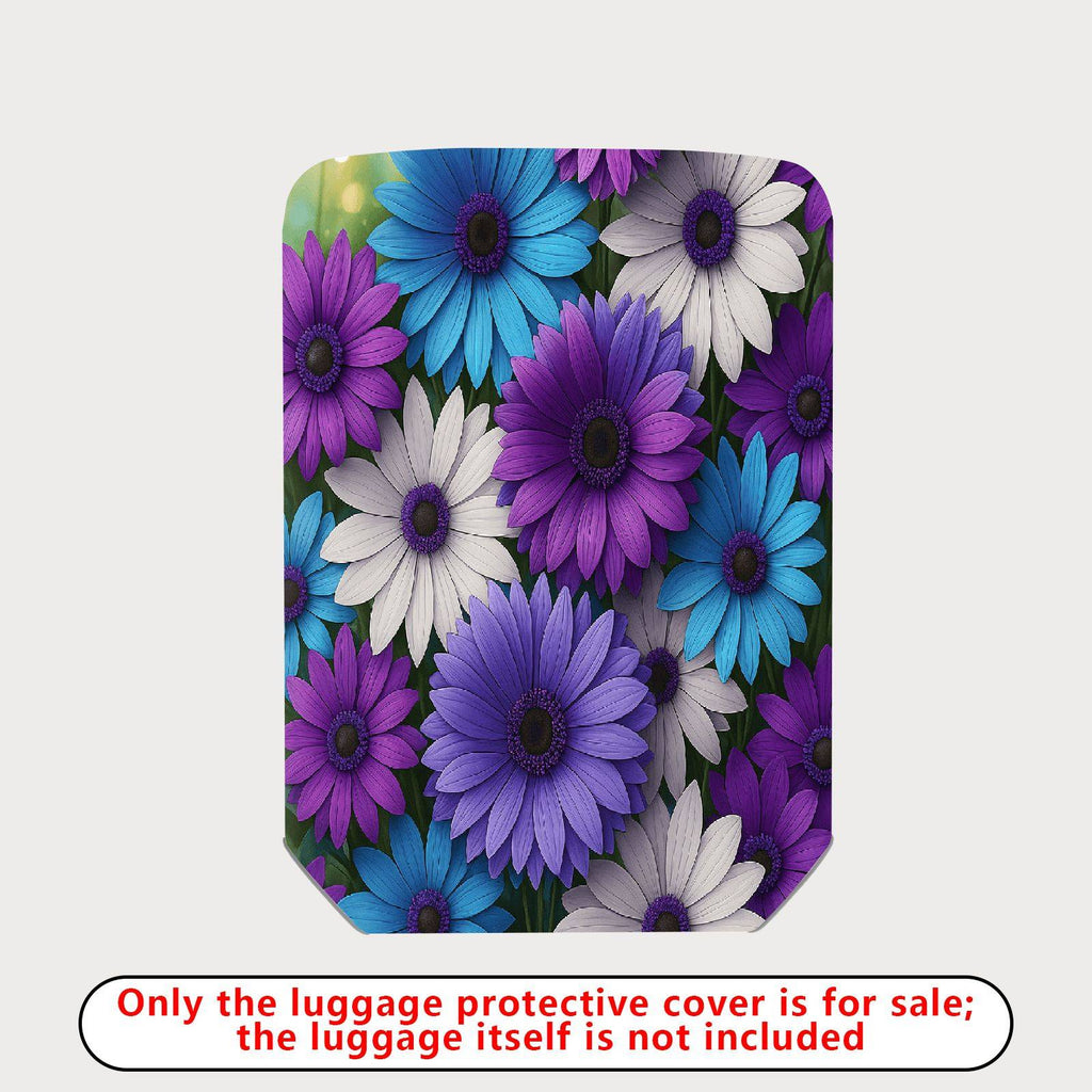 1-Piece Purple Blue White Floral Luggage  Suitcase Luggage Cover, Stretch Protective Sleeve