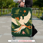 1-Piece Green Bird Star Floral Ribbon Leaf  Suitcase Luggage Cover, Stretch Protective Sleeve
