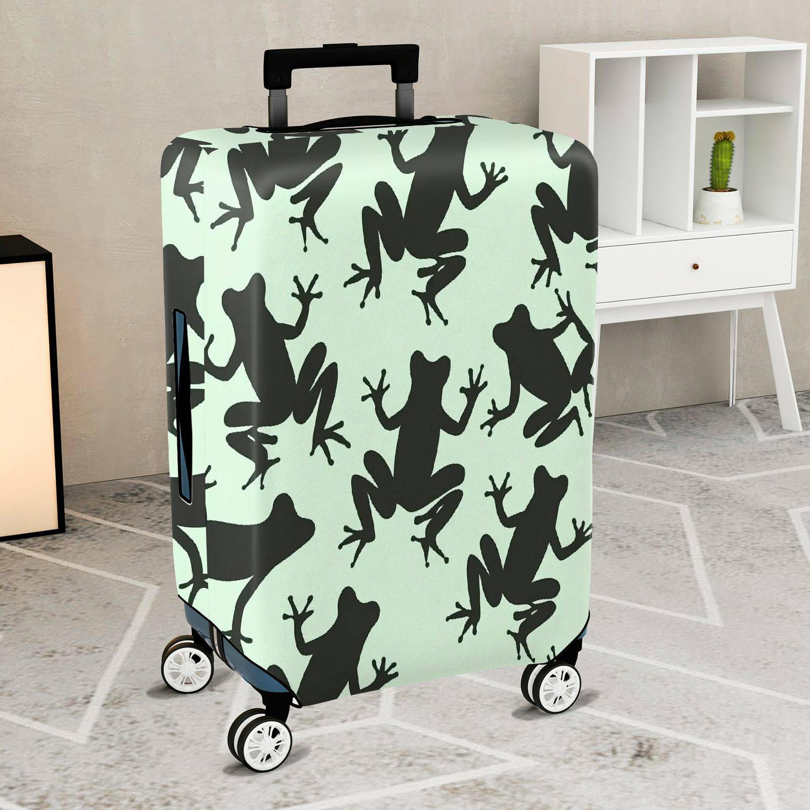 1-Piece Frog Pattern Green Animal Cute Stylish Vibrant  Suitcase Luggage Cover, Stretch Protective Sleeve