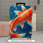 1-Piece Fish Water Bubbles Blue Orange Creative Artistic  Suitcase Luggage Cover, Stretch Protective Sleeve