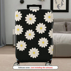 1-Piece Black Floral Daisy Pattern  Suitcase Luggage Cover, Stretch Protective Sleeve