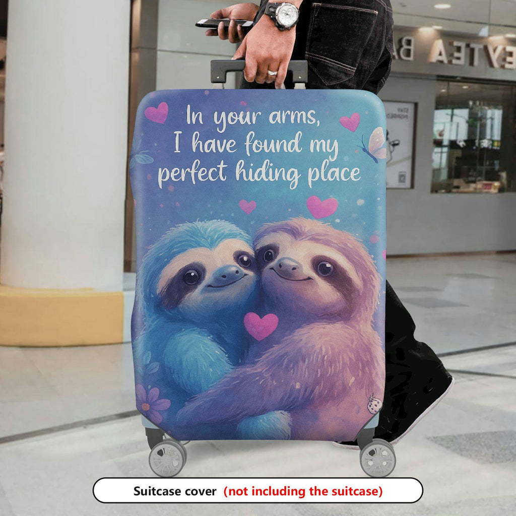 1-Piece Cute Romantic Sloth Love Heart Nature  Suitcase Luggage Cover, Stretch Protective Sleeve