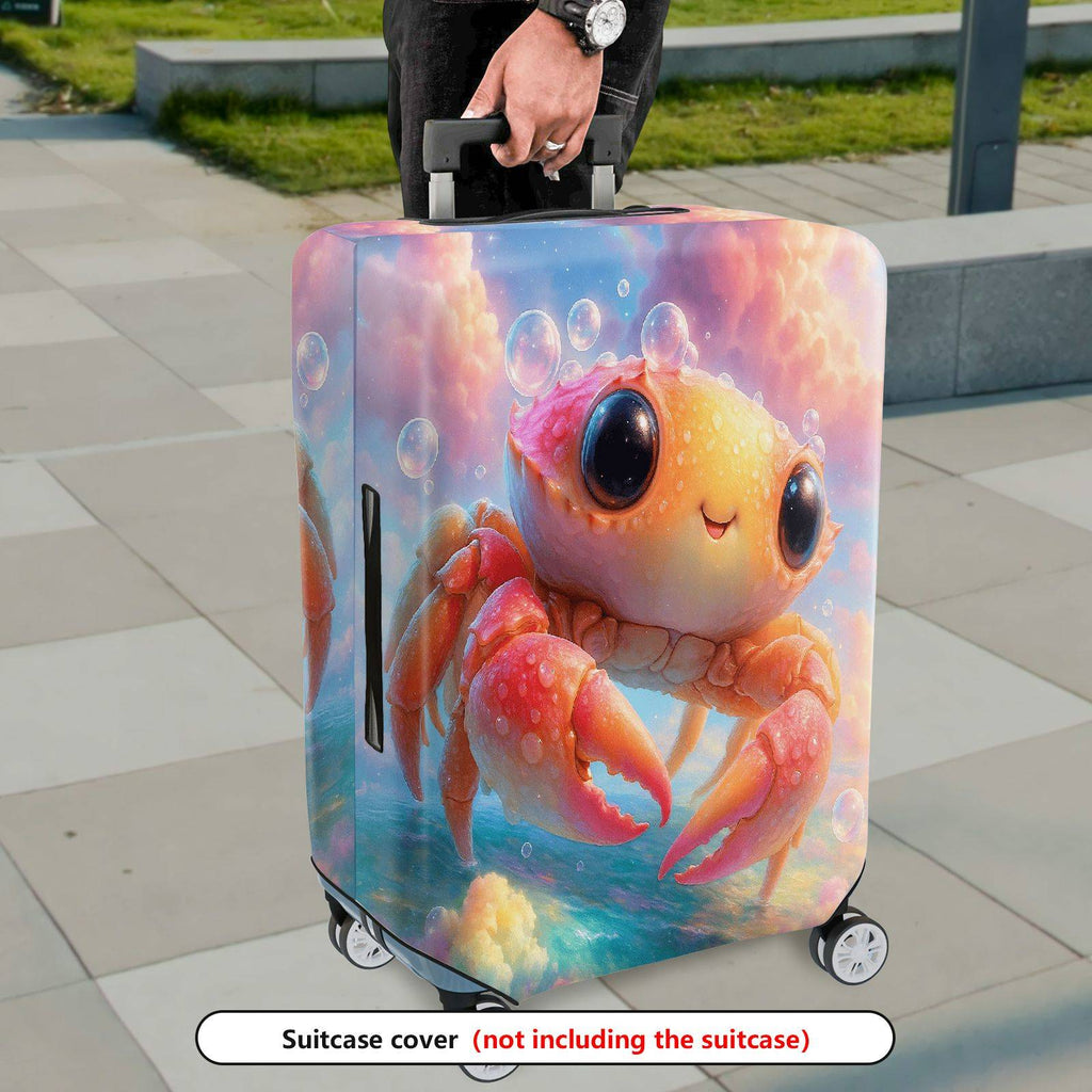 1-Piece Cute  Crab Bubble Sea Sky Blue  Suitcase Luggage Cover, Stretch Protective Sleeve