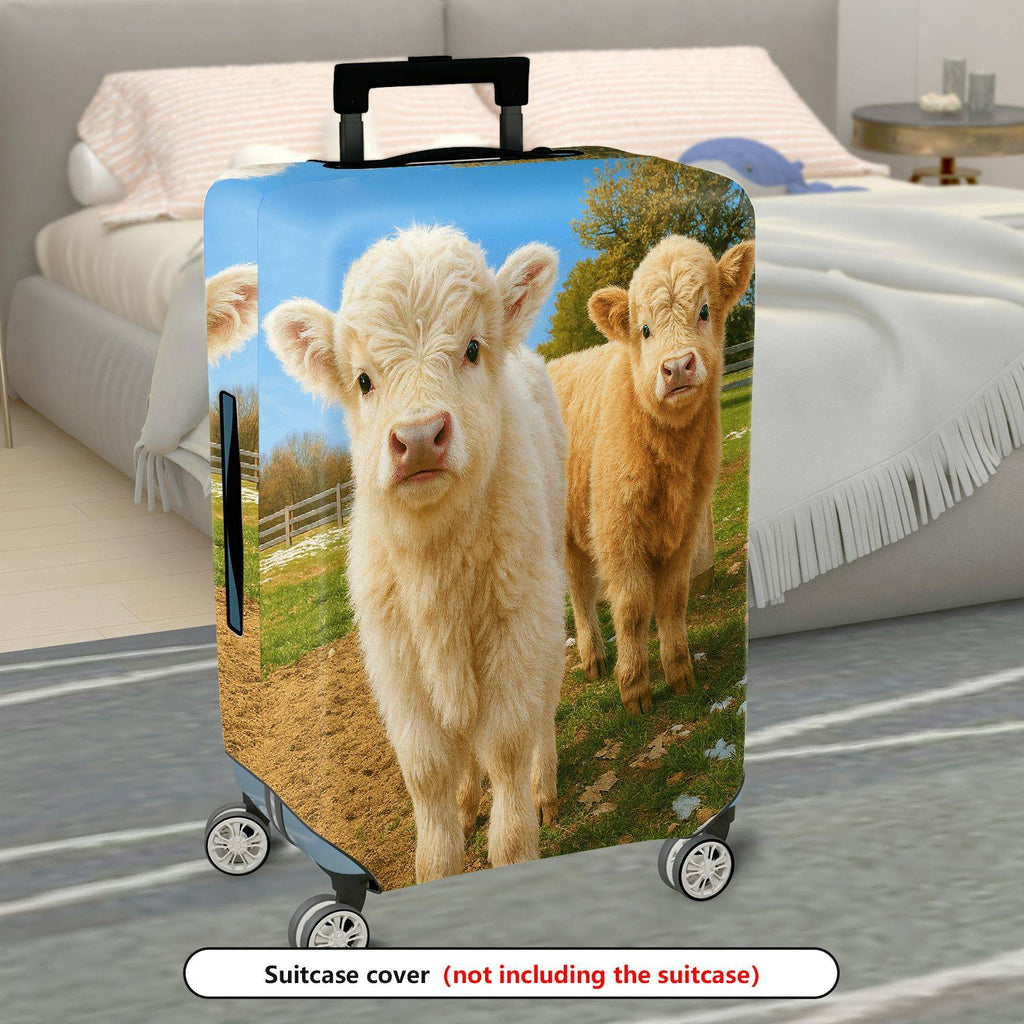 1-Piece Cute Animal Farm Pasture Nature Calf  Suitcase Luggage Cover, Stretch Protective Sleeve